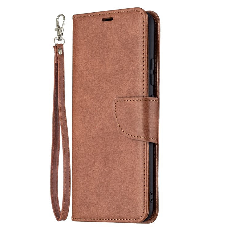 Magnetic Clasp Closure Stylish PU Leather Smartphone Wallet Stand Case [with Fingerprint Hole] for Realme C21/C20 - Brown