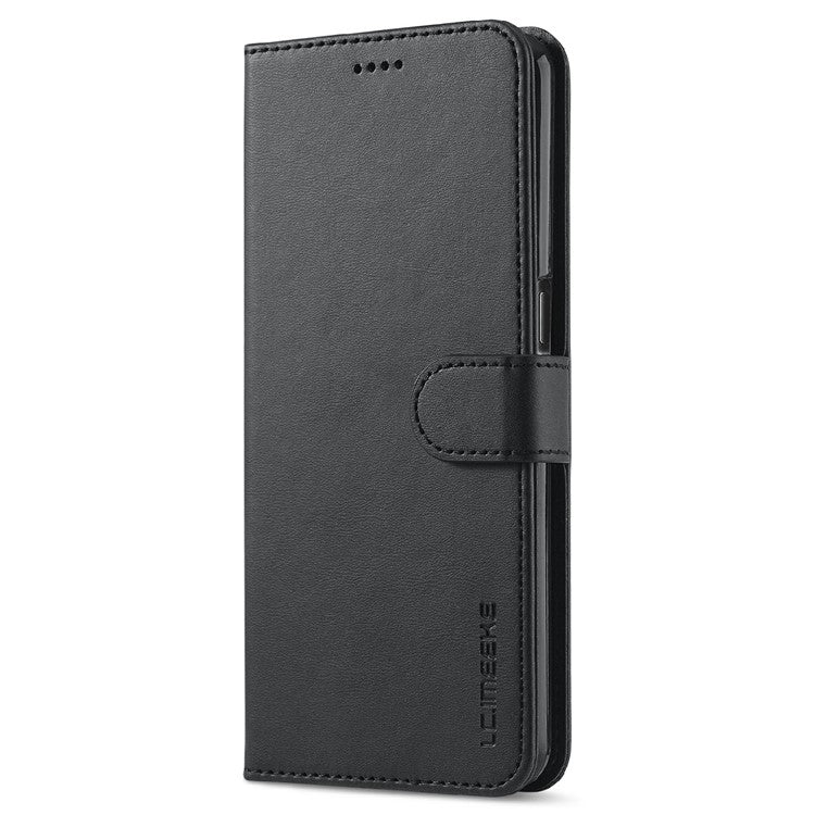 LC.IMEEKE Wallet Design Leather Phone Stand Case Shell for Oppo Reno5 4G/5G / Reno5 K 4G/5G / Find X3 Lite - Black