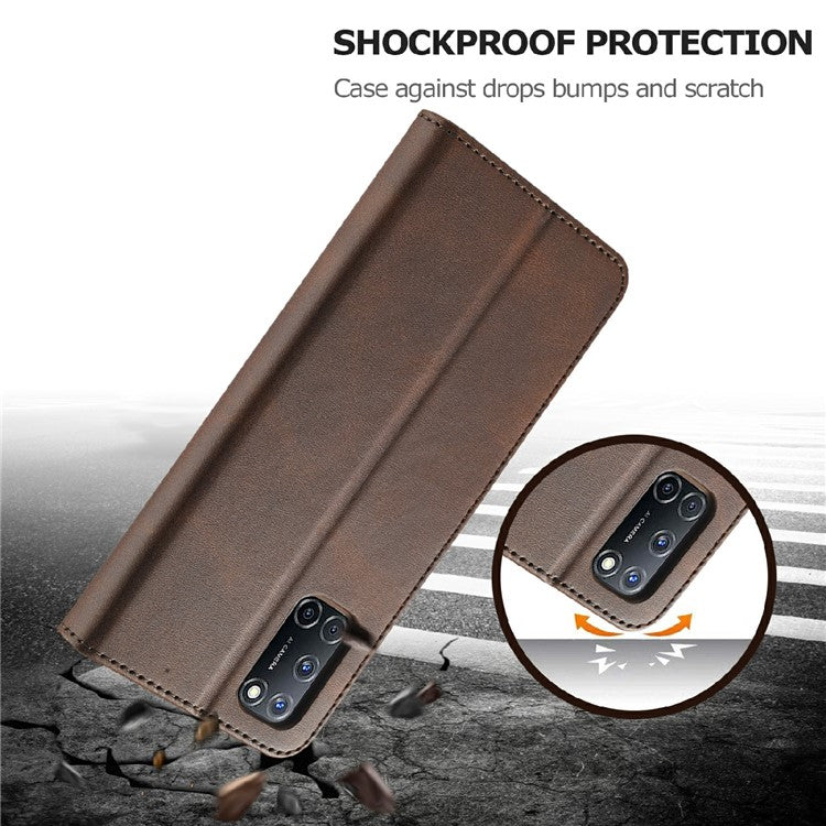 LC.IMEEKE Wallet Design Leather Phone Stand Case Shell for Oppo Reno5 4G/5G / Reno5 K 4G/5G / Find X3 Lite - Brown