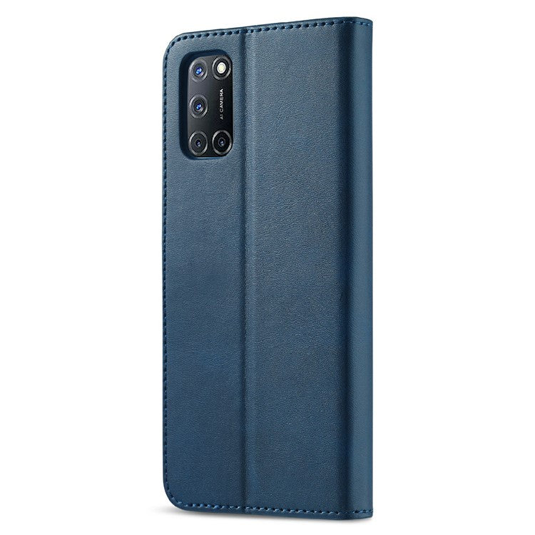 LC.IMEEKE Wallet Design Leather Phone Stand Case Shell for Oppo Reno5 4G/5G / Reno5 K 4G/5G / Find X3 Lite - Blue