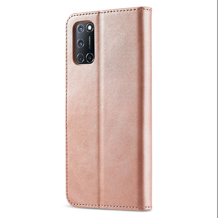 LC.IMEEKE Wallet Design Leather Phone Stand Case Shell for Oppo Reno5 4G/5G / Reno5 K 4G/5G / Find X3 Lite - Pink