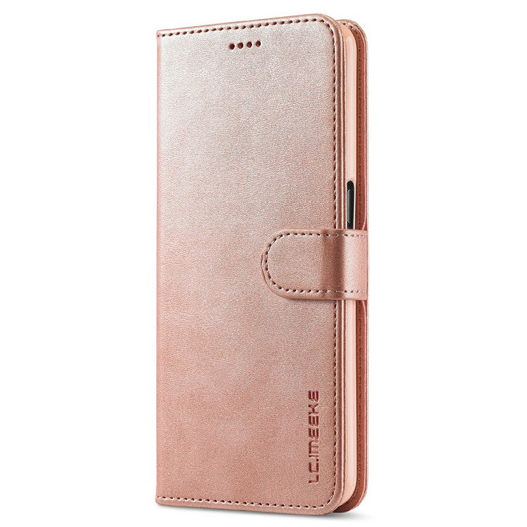 LC.IMEEKE Wallet Design Leather Phone Stand Case Shell for Oppo Reno5 4G/5G / Reno5 K 4G/5G / Find X3 Lite - Pink