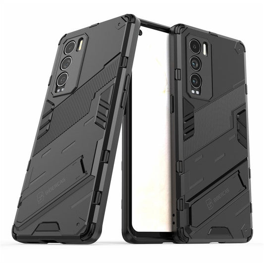 Military Grade Kickstand Hard PC Soft TPU Shockproof Protective Case for Realme GT Explorer Master - Black