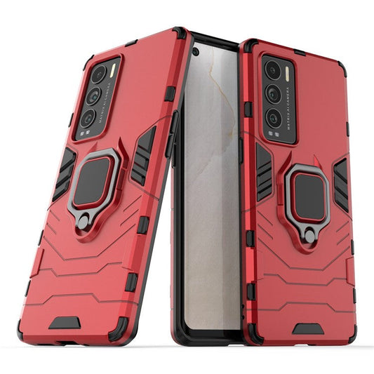 Drop Protection Ring Kickstand Hard PC + TPU Frame Cover Case for Realme GT Explorer Master - Red