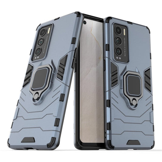 Drop Protection Ring Kickstand Hard PC + TPU Frame Cover Case for Realme GT Explorer Master - Blue