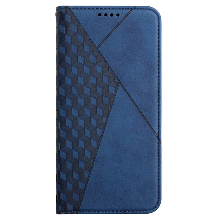 Skin-touch Feel Fall Prevention Geometric Pattern Auto-absorbed Leather Case with Stand Wallet for Oppo A54 5G/A74 5G/A93 5G - Blue