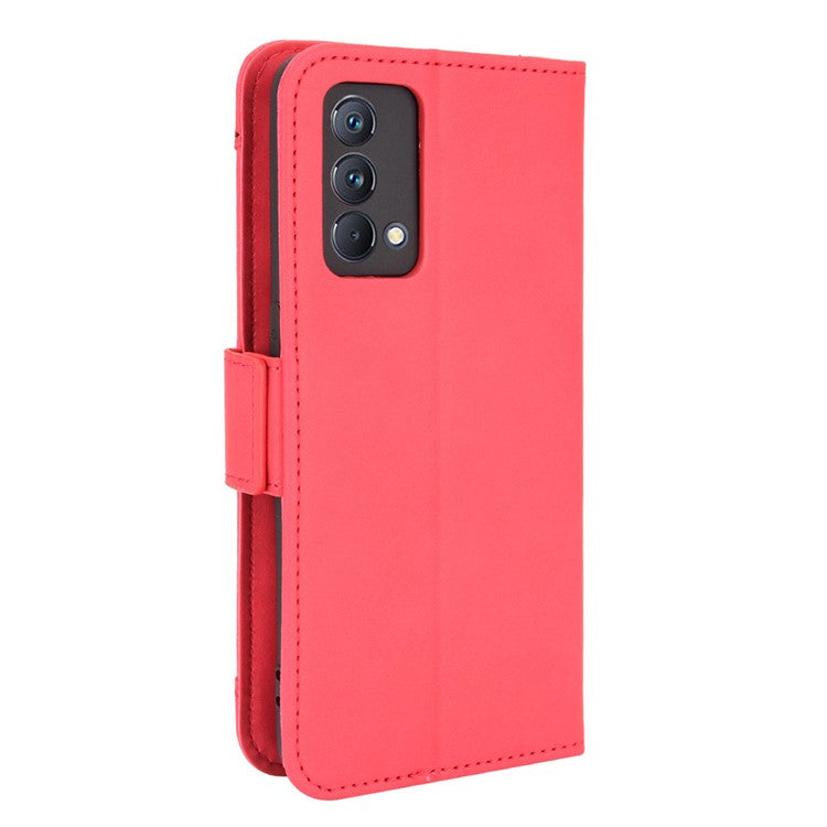 Multiple Card Slots Leather Case with Wallet Stand for Realme GT Master - Red