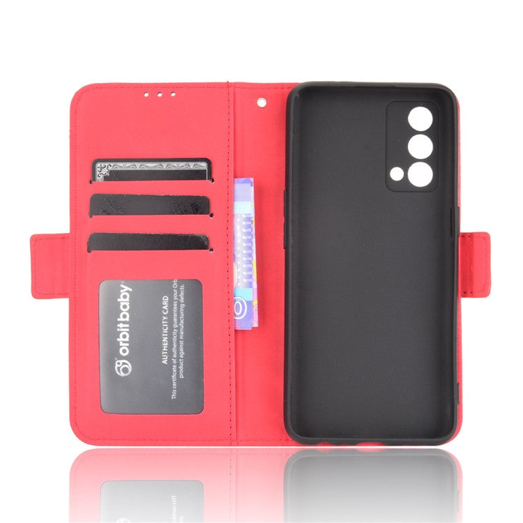 Multiple Card Slots Leather Case with Wallet Stand for Realme GT Master - Red