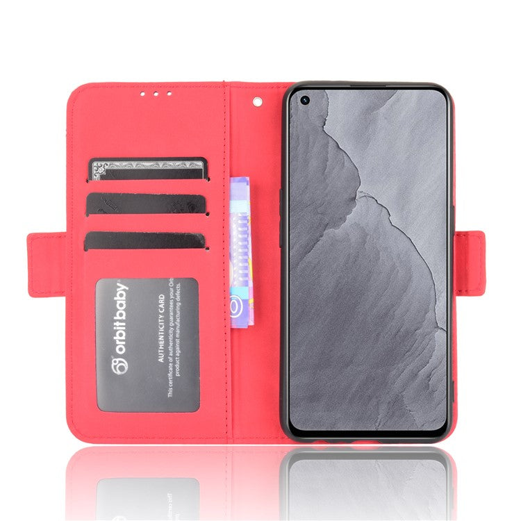 Multiple Card Slots Leather Case with Wallet Stand for Realme GT Master - Red