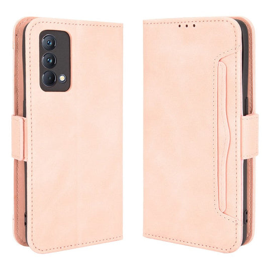 Multiple Card Slots Leather Case with Wallet Stand for Realme GT Master - Pink