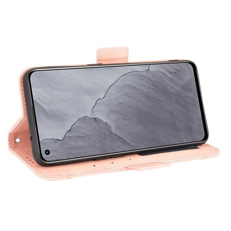 Multiple Card Slots Leather Case with Wallet Stand for Realme GT Master - Pink