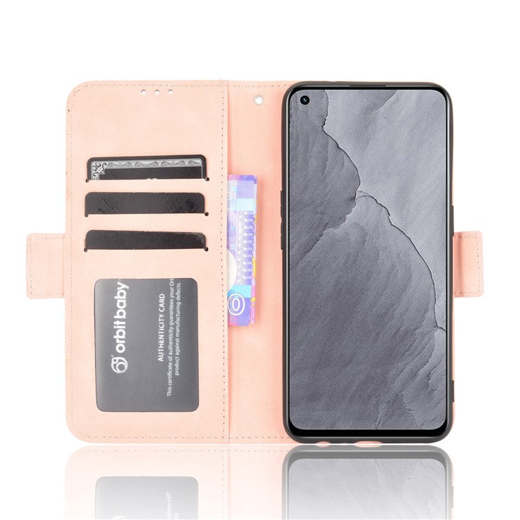 Multiple Card Slots Leather Case with Wallet Stand for Realme GT Master - Pink