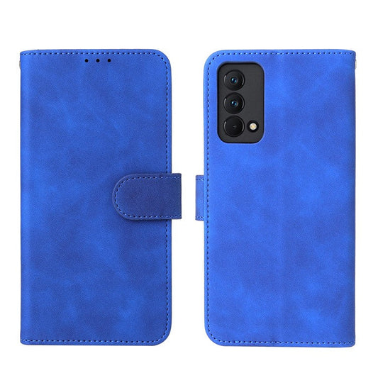 Skin-Touch PU Leather Wallet Stand Case Magnetic Flip Shockproof Protective Cover for Realme GT Master - Blue