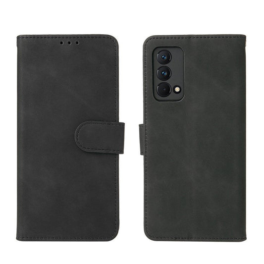 Skin-Touch PU Leather Wallet Stand Case Magnetic Flip Shockproof Protective Cover for Realme GT Master - Black