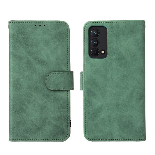 Skin-Touch PU Leather Wallet Stand Case Magnetic Flip Shockproof Protective Cover for Realme GT Master - Green