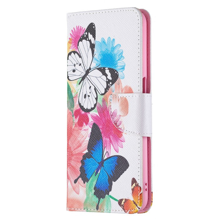 Pattern Printing Premium PU Leather Wallet Stand Flip Protective Cover with Magnetic Closure for Oppo A16/A16s/A54s - Two Butterflies