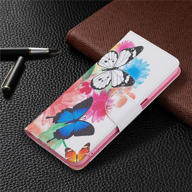 Pattern Printing Premium PU Leather Wallet Stand Flip Protective Cover with Magnetic Closure for Oppo A16/A16s/A54s - Two Butterflies