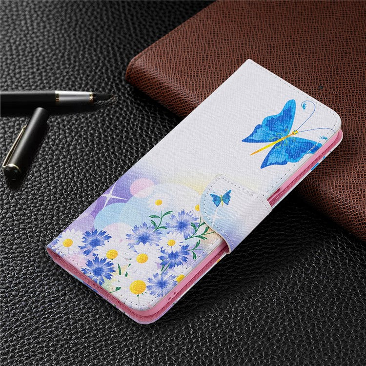 Pattern Printing Premium PU Leather Wallet Stand Flip Protective Cover with Magnetic Closure for Oppo A16/A16s/A54s - Butterflies and Flowers
