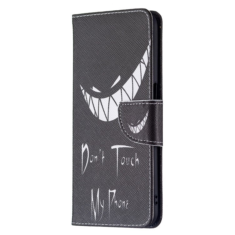 Pattern Printing Premium PU Leather Wallet Stand Flip Protective Cover with Magnetic Closure for Oppo A16/A16s/A54s - Don't Touch My Phone