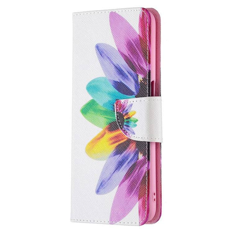 Pattern Printing Premium PU Leather Wallet Stand Flip Protective Cover with Magnetic Closure for Oppo A16/A16s/A54s - Sunflower