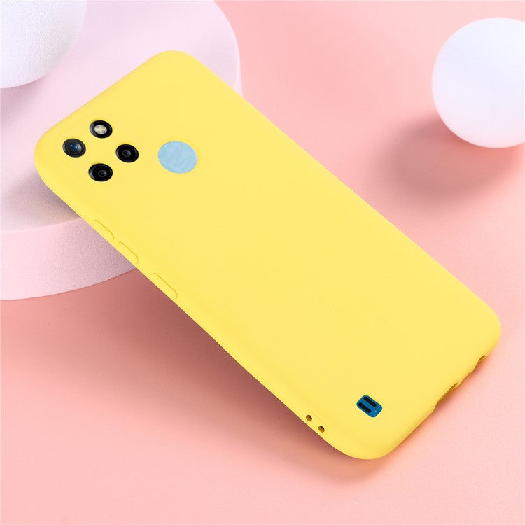 Soft Liquid Silicone Slim Protective Shockproof Case with Strap for Realme C21Y (Global Version) - Yellow