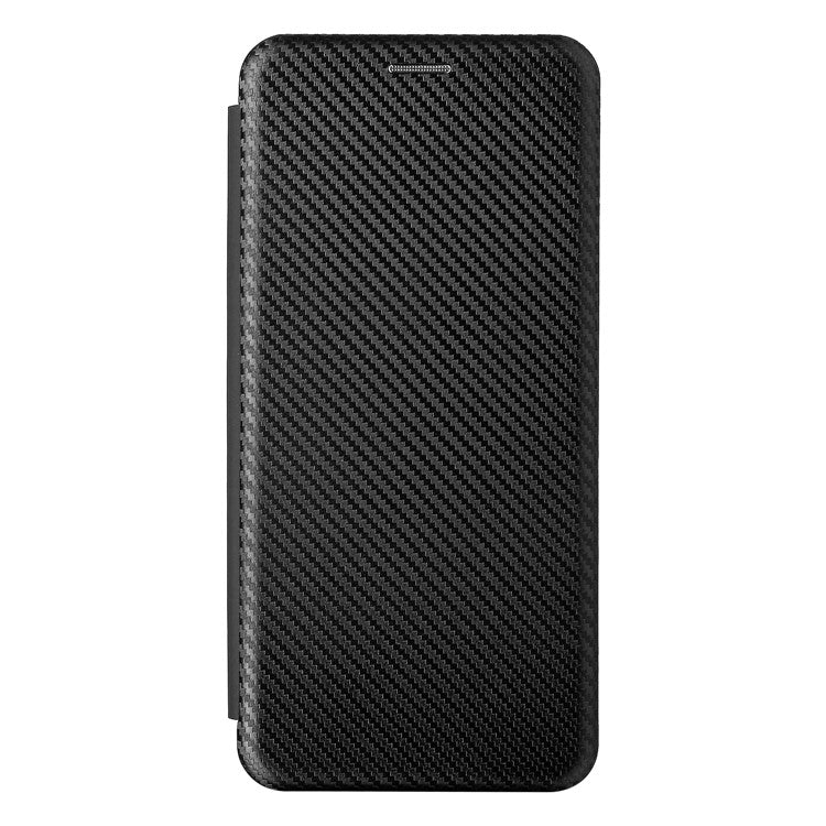 Carbon Fiber Texture Well-Protected Stylish Precise Cutout Auto-absorbed Leather Phone Case with Card Slot for vivo Y21/Y33s - Black