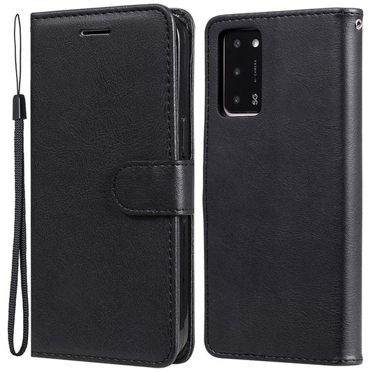 KT Leather Series-2 Shockproof Folio Flip PU Leather Wallet Case with Stand and Strap for Oppo A55 5G / A54 4G / A16 4G / Realme V11 5G - Black