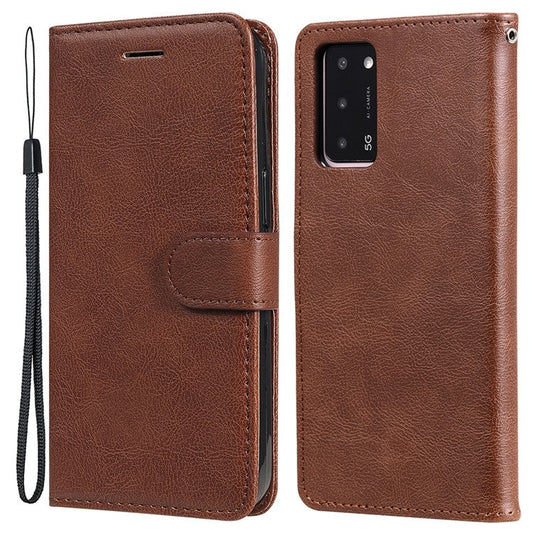 KT Leather Series-2 Shockproof Folio Flip PU Leather Wallet Case with Stand and Strap for Oppo A55 5G / A54 4G / A16 4G / Realme V11 5G - Brown