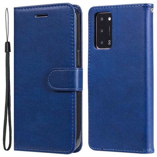 KT Leather Series-2 Shockproof Folio Flip PU Leather Wallet Case with Stand and Strap for Oppo A55 5G / A54 4G / A16 4G / Realme V11 5G - Blue