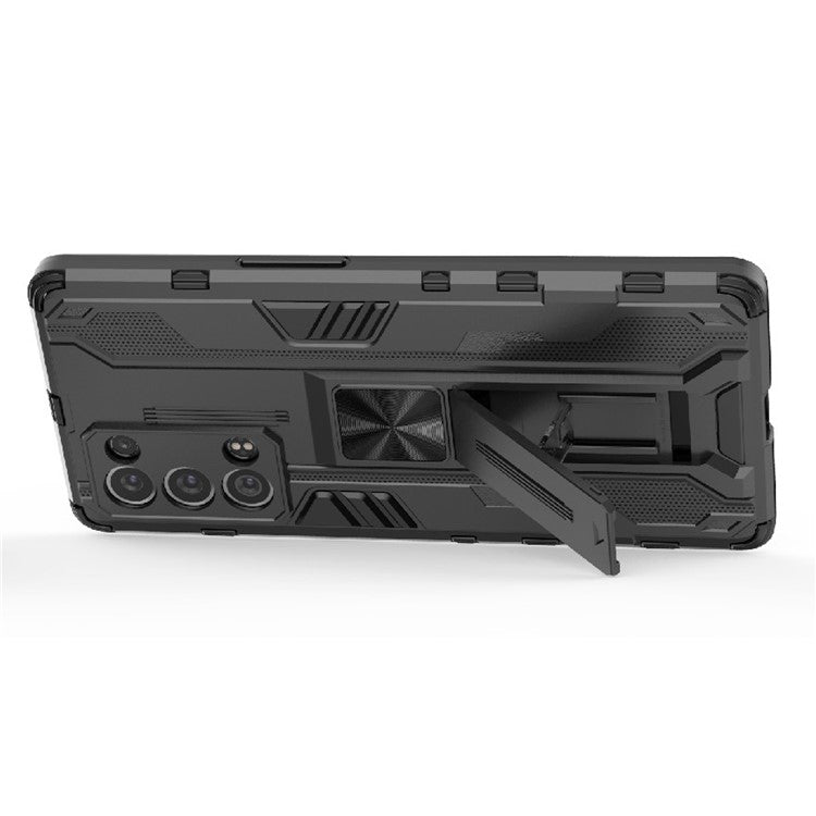 Kickstand Design Hard PC Back + Soft TPU Bumper Bumper Drop Proof Protective Case for Oppo Reno6 Pro+ 5G - Black