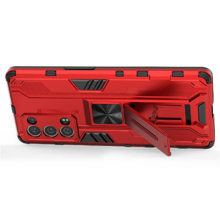 Kickstand Design Hard PC Back + Soft TPU Bumper Bumper Drop Proof Protective Case for Oppo Reno6 Pro+ 5G - Red