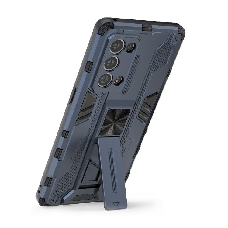 Kickstand Design Hard PC Back + Soft TPU Bumper Bumper Drop Proof Protective Case for Oppo Reno6 Pro+ 5G - Blue