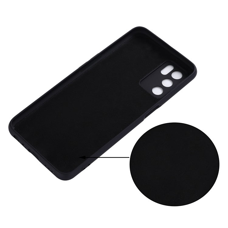 Microfiber Liner Shockproof Precise Cutout Solid Color Liquid Silicone Phone Case with Handy Strap for Oppo A16/A16S (Global) - Black