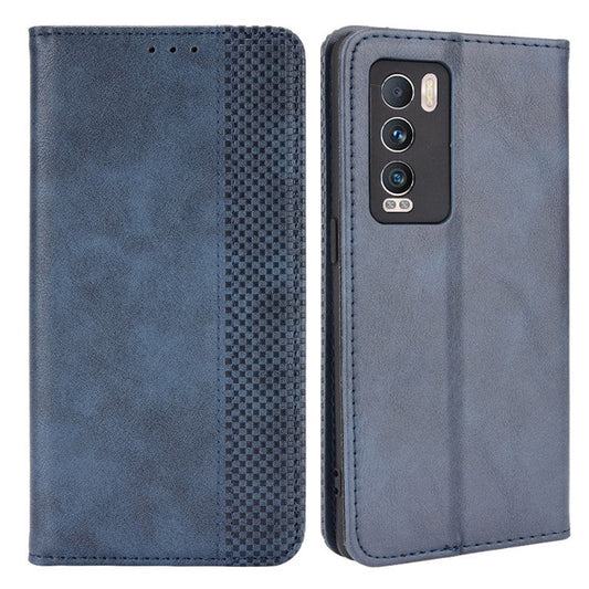 Retro Surface Well-Protected Anti-Drop Auto-Absorbed Leather Phone Wallet Stand Case Cover for Realme GT Explorer Master - Blue