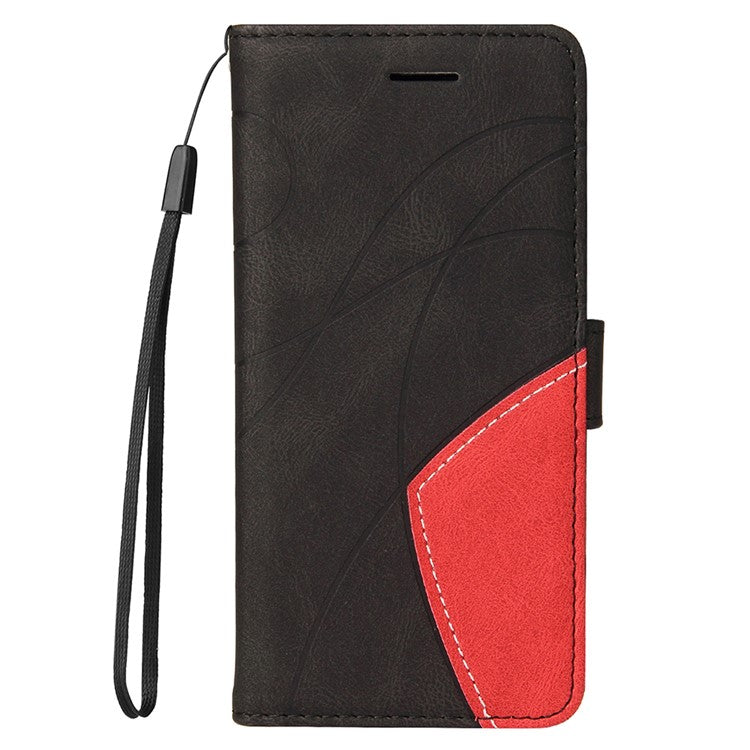 KT Leather Series-1 Bi-color Splicing PU Leather Wallet Stand Flip Phone Case with Strap for vivo Y20 / Y20s / Y20A / Y20i / Y20G / Y20s [G] / Y11s/ Y12a / Y12s - Black