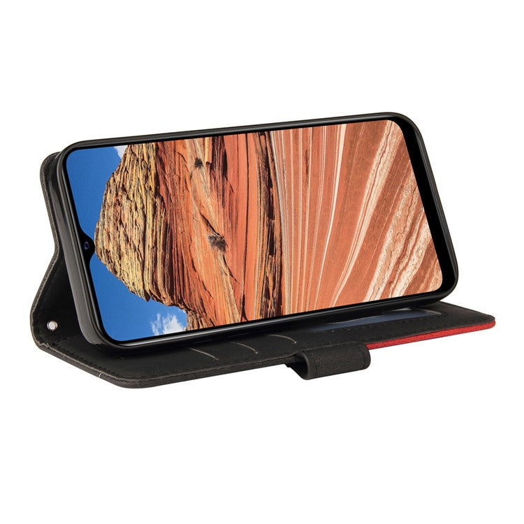 KT Leather Series-1 Bi-color Splicing PU Leather Wallet Stand Flip Phone Case with Strap for vivo Y20 / Y20s / Y20A / Y20i / Y20G / Y20s [G] / Y11s/ Y12a / Y12s - Black