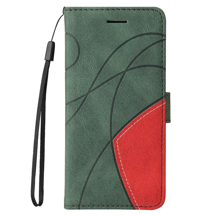 KT Leather Series-1 Bi-color Splicing PU Leather Wallet Stand Flip Phone Case with Strap for vivo Y20 / Y20s / Y20A / Y20i / Y20G / Y20s [G] / Y11s/ Y12a / Y12s - Green