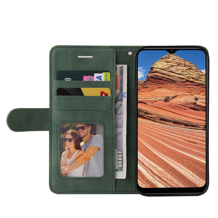 KT Leather Series-1 Bi-color Splicing PU Leather Wallet Stand Flip Phone Case with Strap for vivo Y20 / Y20s / Y20A / Y20i / Y20G / Y20s [G] / Y11s/ Y12a / Y12s - Green