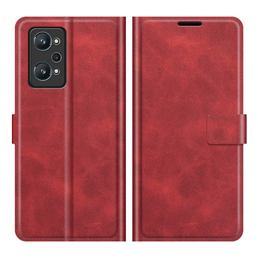 Anti-Scratch Well-Protected PU Leather TPU Wallet Stand Flip Phone Cover Case for Realme GT Neo2 5G/GT2/GT Neo 3T 5G - Red