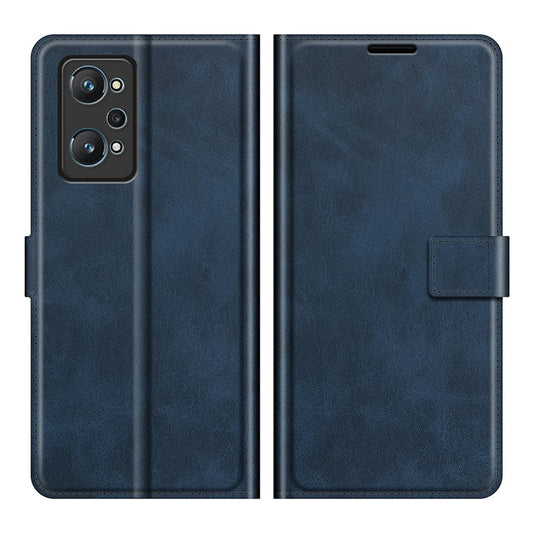 Anti-Scratch Well-Protected PU Leather TPU Wallet Stand Flip Phone Cover Case for Realme GT Neo2 5G/GT2/GT Neo 3T 5G - Blue