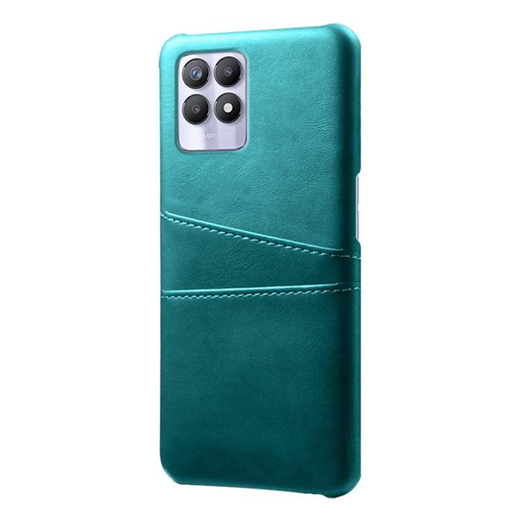 KSQ PU Leather + PC Combo Anti-Scratch Hard Case with Dual Back Card Slots for Realme 8i/Narzo 50 4G - Green