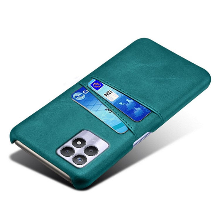 KSQ PU Leather + PC Combo Anti-Scratch Hard Case with Dual Back Card Slots for Realme 8i/Narzo 50 4G - Green