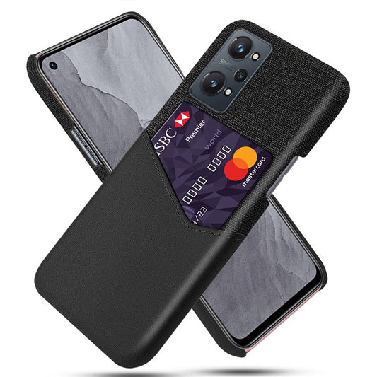 KSQ Cloth Texture One Card Slot Design Light Slim Wear-resistant Hybrid Phone Cover with for Realme GT Neo2 5G/GT Neo 3T 5G - Black
