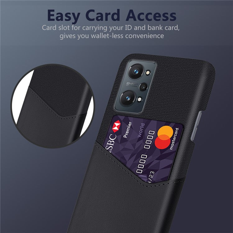 KSQ Cloth Texture One Card Slot Design Light Slim Wear-resistant Hybrid Phone Cover with for Realme GT Neo2 5G/GT Neo 3T 5G - Black