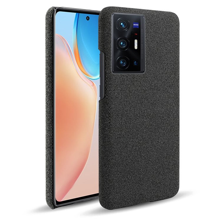 KSQ Anti-Fingerprint Solid Color Anti-Fall Cloth + PC Back Phone Case Shell for vivo X70 Pro - Black