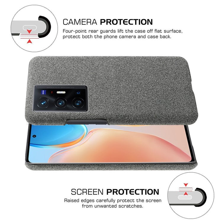 KSQ Anti-Fingerprint Solid Color Anti-Fall Cloth + PC Back Phone Case Shell for vivo X70 Pro - Grey