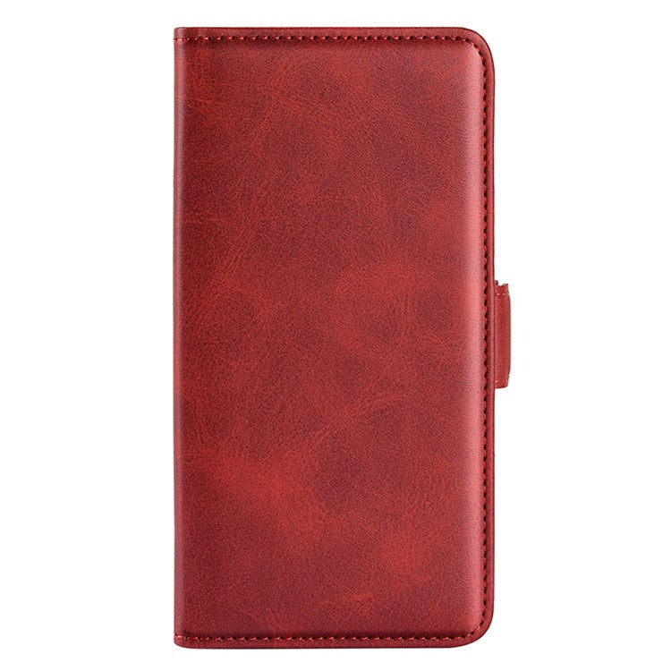 Stylish Ultra Light Viewing Stand PU Leather Flip Folio Wallet Cover with Double Magnetic Clasps for Realme 8i/Narzo 50 4G - Red