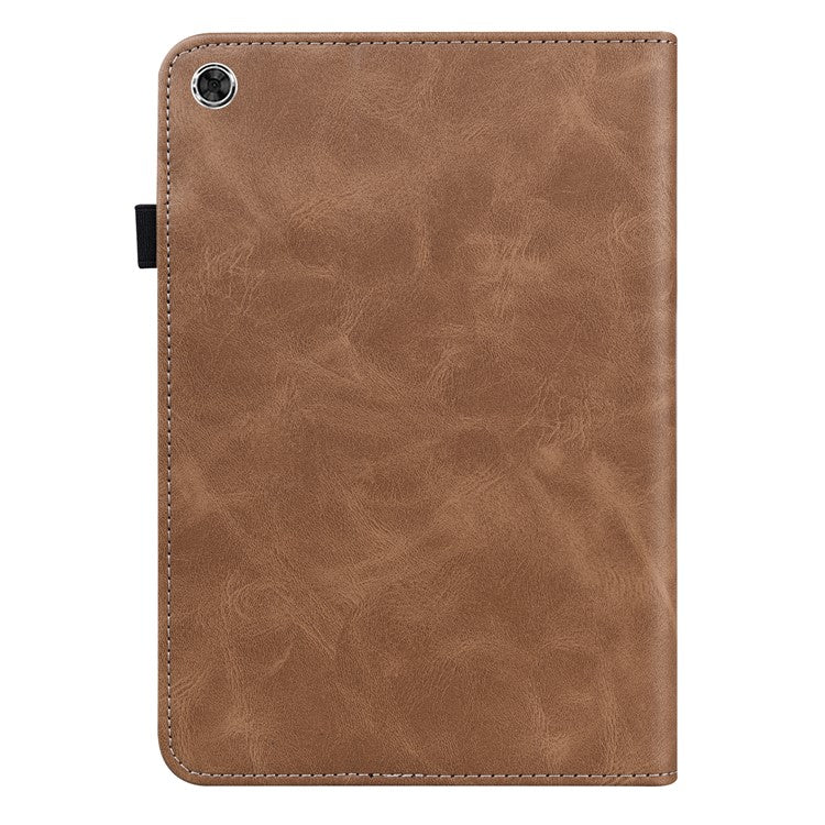 Line Imprinted Anti-Fall Multi-Angle Viewing Stand Folio Flip PU Leather Case with Card Slots and Elastic Band for Realme Pad 10.4 - Brown