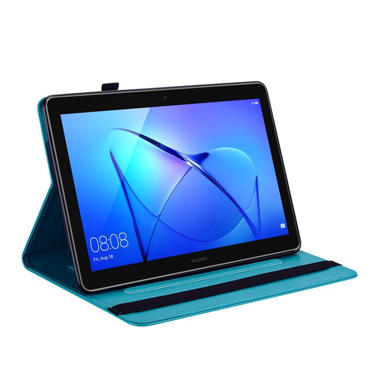 Imprinting Tree Deer Pattern PU Leather Card Slots Tablet Cover Shell with Stand for Realme Pad 10.4-inch - Blue