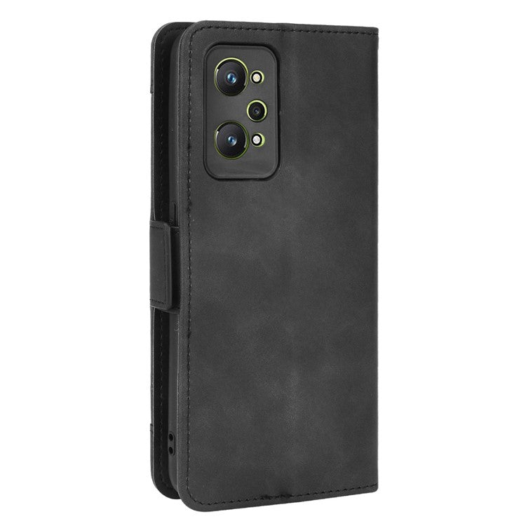 For Realme GT Neo2 5G/GT Neo 3T 5G Large Storage Spece Flip Phone Case Multiple Card Slot Design PU Leather Wallet Cover Protector - Black